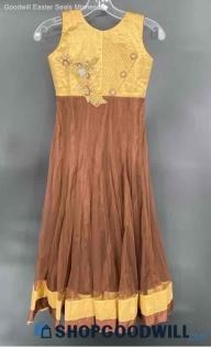 Woman's East Indian Style Brown Embellished sleeveless dress - Sz 28