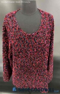 Gianni Woman Multi-Color Blac/Red/Purple Flecked LS sweater