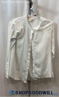 Michael Kors Women's White Polyester Button Up - Sz M