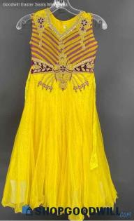 Women's East Indian Yellow Sleeveless dress - Sz 26