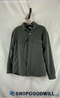 Columbia Men's Gray Sherpa Lined Heavyweight Button Up Flannel Shirt - Size M