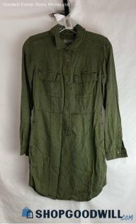 Lucky Brand Women's Olive Green Button Up Shirt Dress - Sz XS