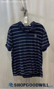 Lacoste Men's Navy/Gray Striped Short Sleeve Polo - Sz XXL