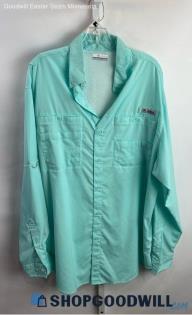 Columbia Men's Mint Blue Tech Button Up Shirt - Sz L