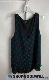 Torrid Women's Black/Teal Polka Dot V Neck Tank Top - Sz 2X