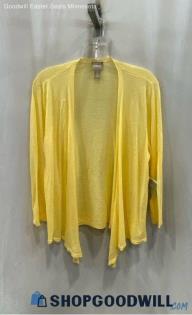 Chico's Women's Bright Yellow Sheer Short Sleeve Cardigan - Sz 2