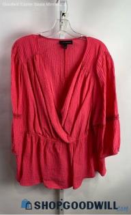 Lane Bryant Women's Pink Textured Surplice Blouse - Sz 24