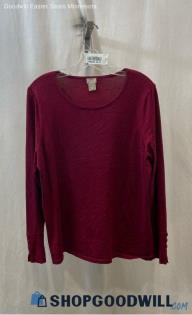 Chico's Women's Merlot Red Lightweight Long Sleeve Shirt - Sz L