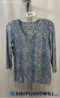 Chico's Women's Blue/White Pattern Sweatshirt - Sz S