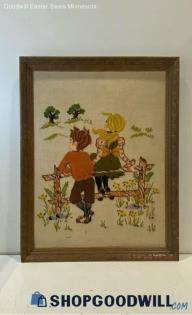 Vintage Bucille Creative Boy & Girl Love Non-Glass Framed Wall Art