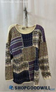 Steffano Women's Beige/Navy Patterned Knit Sweater - Sz 22