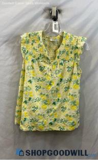 Lucky Brand Women's Yellow Floral Print Ruffled Sleeve Tank top - Sz S