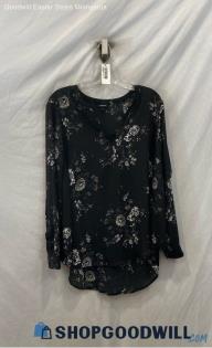 Torrid Women's Black/White Floral Print Long Sleeve Blouse - Sz L