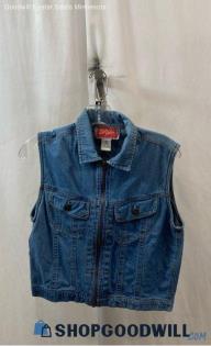 Hot House Women's Blue Denim Zip Up Vest - Sz M