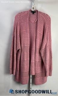 Lane Bryant Women's Pink Loose Knit Open Cardigan - Sz 26