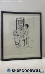 "Now It's Her Time" Framed Drawing Print Grandma & Granddaughter Signed 197/200