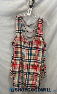 NWT Torrid Women's Multicolored Plaid Patterned Criss Cross Back Tank Top sz XL