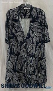 Chico's Women's Black/White Pattern Button Down Dress - Sz L