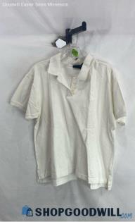 LizSport Women's White Pique Textured Polo - Sz L