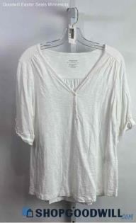 Chico's Women's White Lightweight V Neck Blouse - Sz M