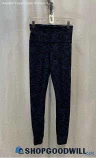 Athleta Women's Navy/Black Patterned Knit Ankle Leggings - Sz ST