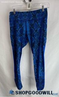 Lululemon Women's Blue Snakeskin Patterned Ankle Leggings - Sz 6