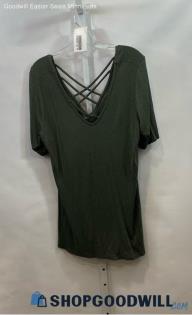 Torrid Women's Army Green Micro Ribbed Lace Back T-shirt - Sz 2X 18/20