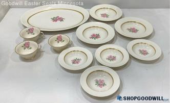 Franciscan Cherokee Rose Gold-Tone Band China Plate Cup & Bowl Lot 11 Pcs