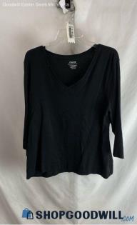 Chico's Women's Black Long Sleeve V Neck T-Shirt - Sz XL