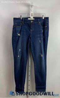 Torrid Women's Blue Dark Washed Distressed Boyfriend Ankle Jeans - Sz 10