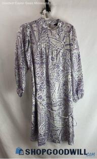 Ann Taylor Purple Pattern LS Casual Dress - Sz S - NWT