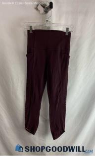 Athleta Women's Plum Purple Side Eyelet Vented Cropped Leggings - Sz XS