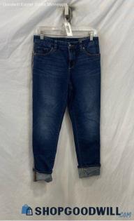 Chico's Women's Dark Wash Blue Slimming Girlfriend Jeans - Sz 4