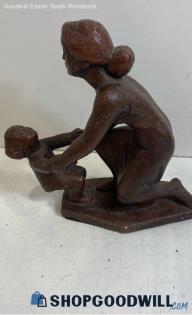 Woman And Child Sculpture of Mother and Child by Degroot 1967 Contemporary N/a