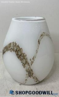 White Glass Abstract Design Vase Home Decor