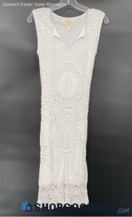 Krochetta Women's Sleeveless White Crochet dress - Sz S