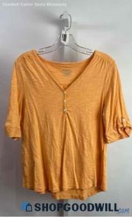 Chico's Women's Golden Orange Cropped Sleeve Blouse - Sz M