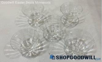 Vtg Etched Glass Martini Glasses 5 Pc Lot