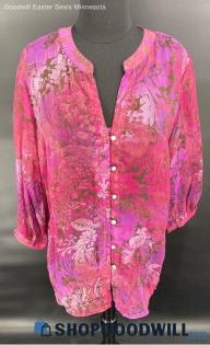 Salon Studio Women's Sheer Pink/Purple/Brown SS blouse