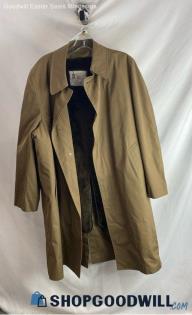 London Fog Men's VTG Tan Faux Fur Lined Trench Coat - Sz 42