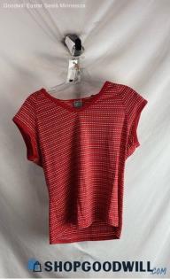 REI Women's Red/White Textured Patterned T-shirt - Sz L