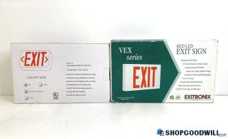 Set Of 2 Red LED Light Up Exit Signs **NOT TESTED**