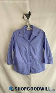 Chico's Women's Lavender Cropped Sleeve Button Up - Sz S