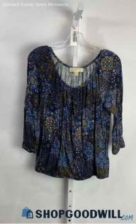 Michael Kors Women's Blue Pattern Blouse - Sz S