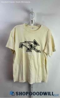 Anvil Men's Cream Cotton T-shirt - Sz L