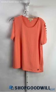 Michael Kors Women's Peachy Pink Cutout Shoulder Blouse - Sz L