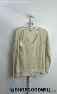 Lucky Brand Women's Ivory Lightweight V Neck Long Sleeve Shirt- Sz M