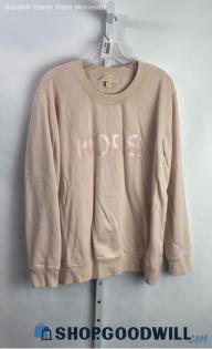 Michael Kors Womens Pale Pink Logo Graphic Fleece Lined Crewneck Sweatshirt sz M