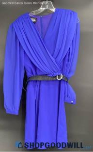 Ursula women's Purple/Blue Dress w/black belt - Sz 10