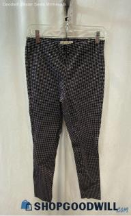 Michael Kors Women's Black/White Geometric Patterned Pull On Ankle Pants - Sz M